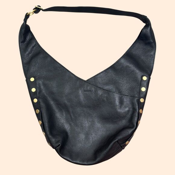 Hammitt Handbags - Tom (Large) Black Shoulder Hobo Bag with Gold Stud Accents
